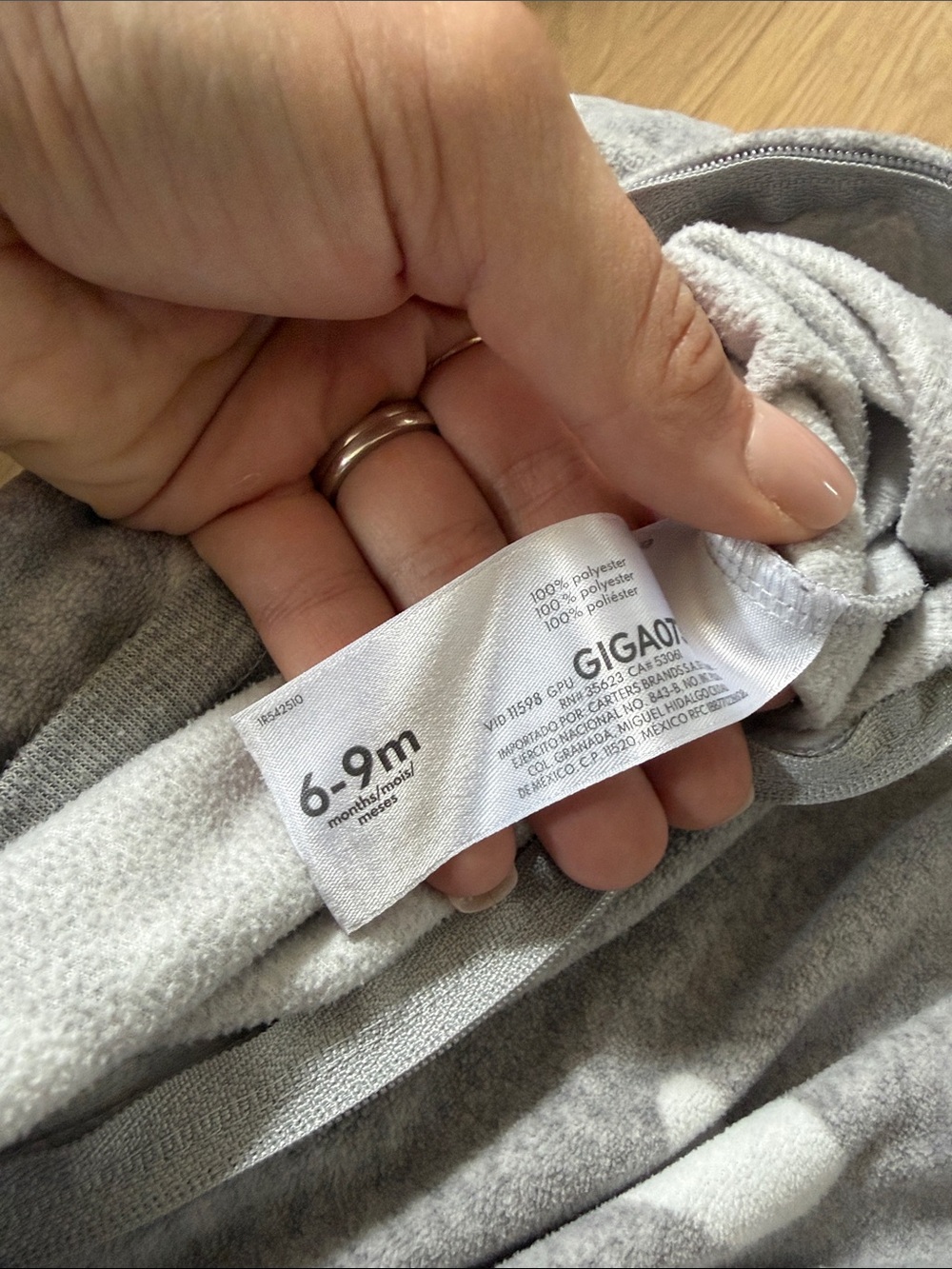 Carter's Gray Cloud & Moon Sleep Sack Pajamas - Cozy Zippered Sleeper 6-9 Months - Picture 4 of 5
